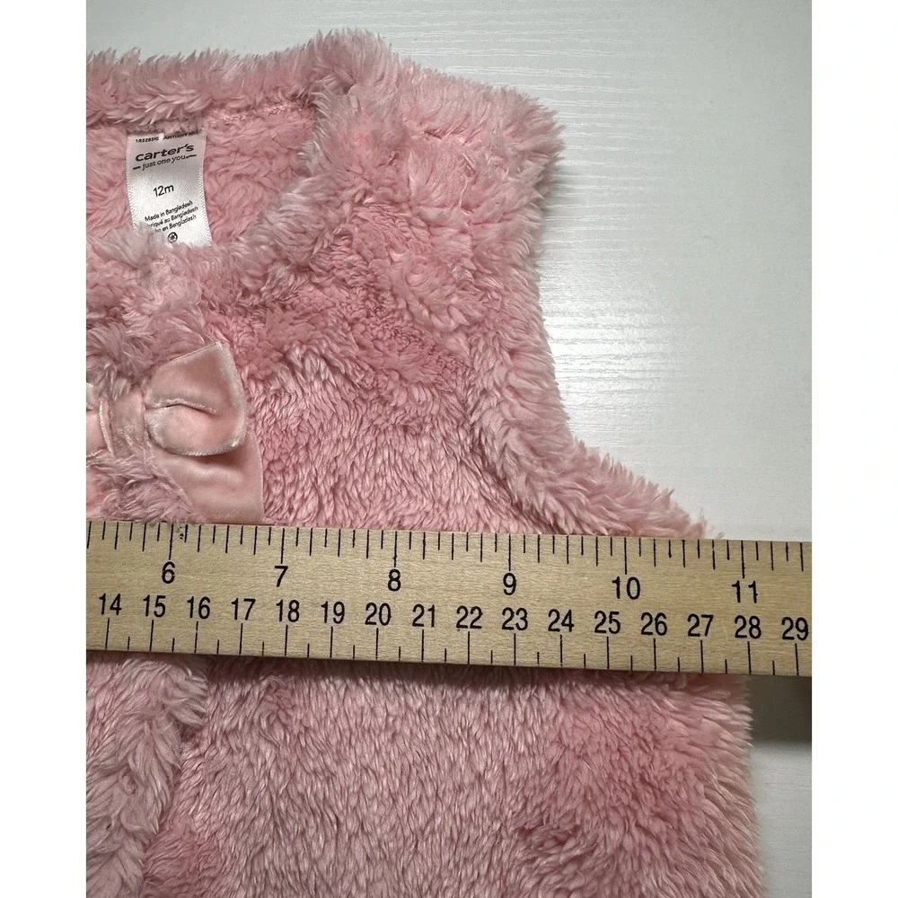Carter's Just One You Baby Girl Vest Pink Size 12M Warm Fluffy Cozy Front Bow